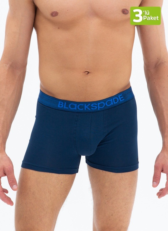 Erkek Boxer 3'lü Paket Modern Basics 9473 - Gri Lacivert Siyah (Lacivert Bel Lastiği) - 5