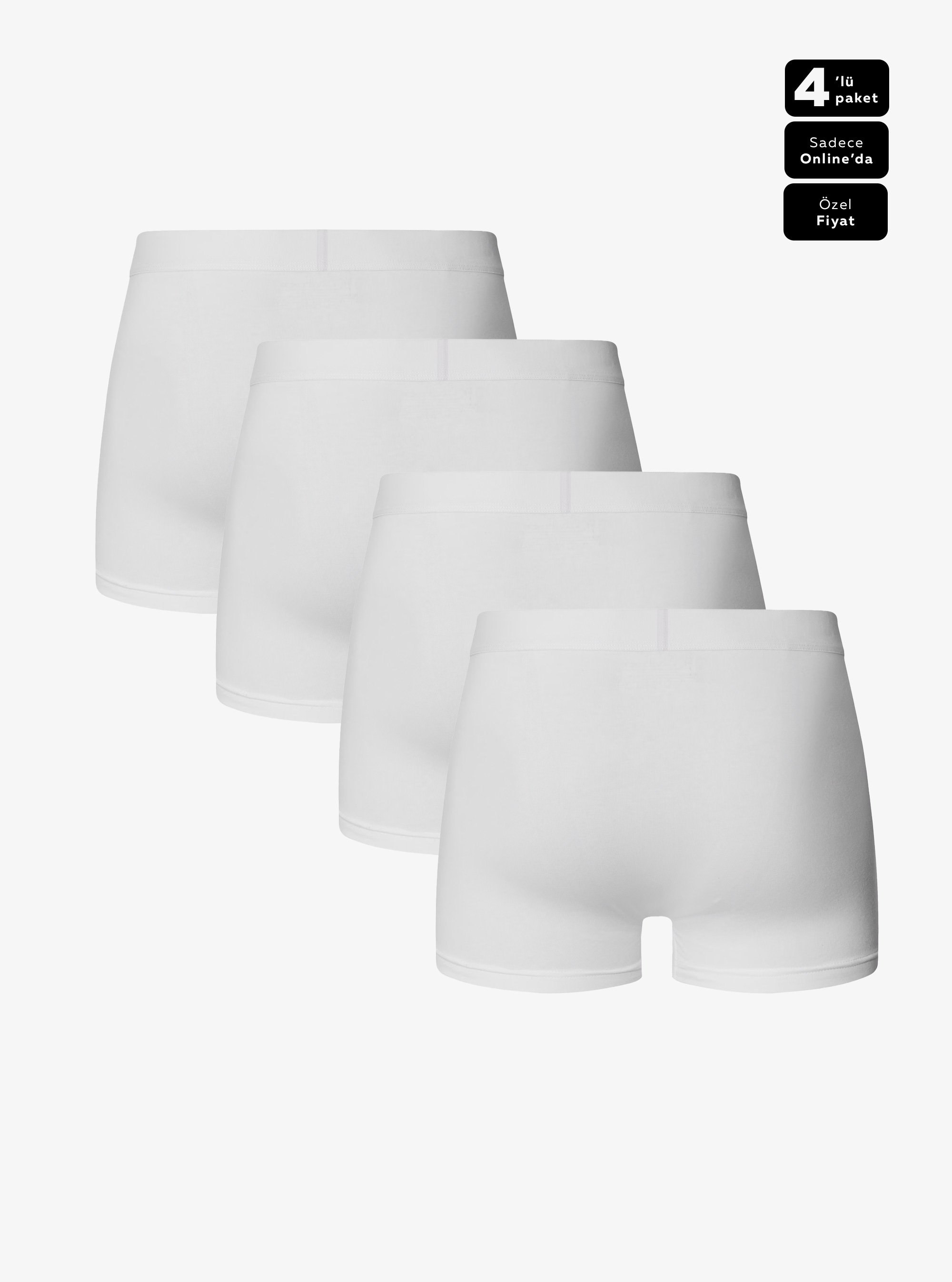Erkek Boxer 4'lü Paket Daily Comfort 9690 - Beyaz - Blackspade (1)