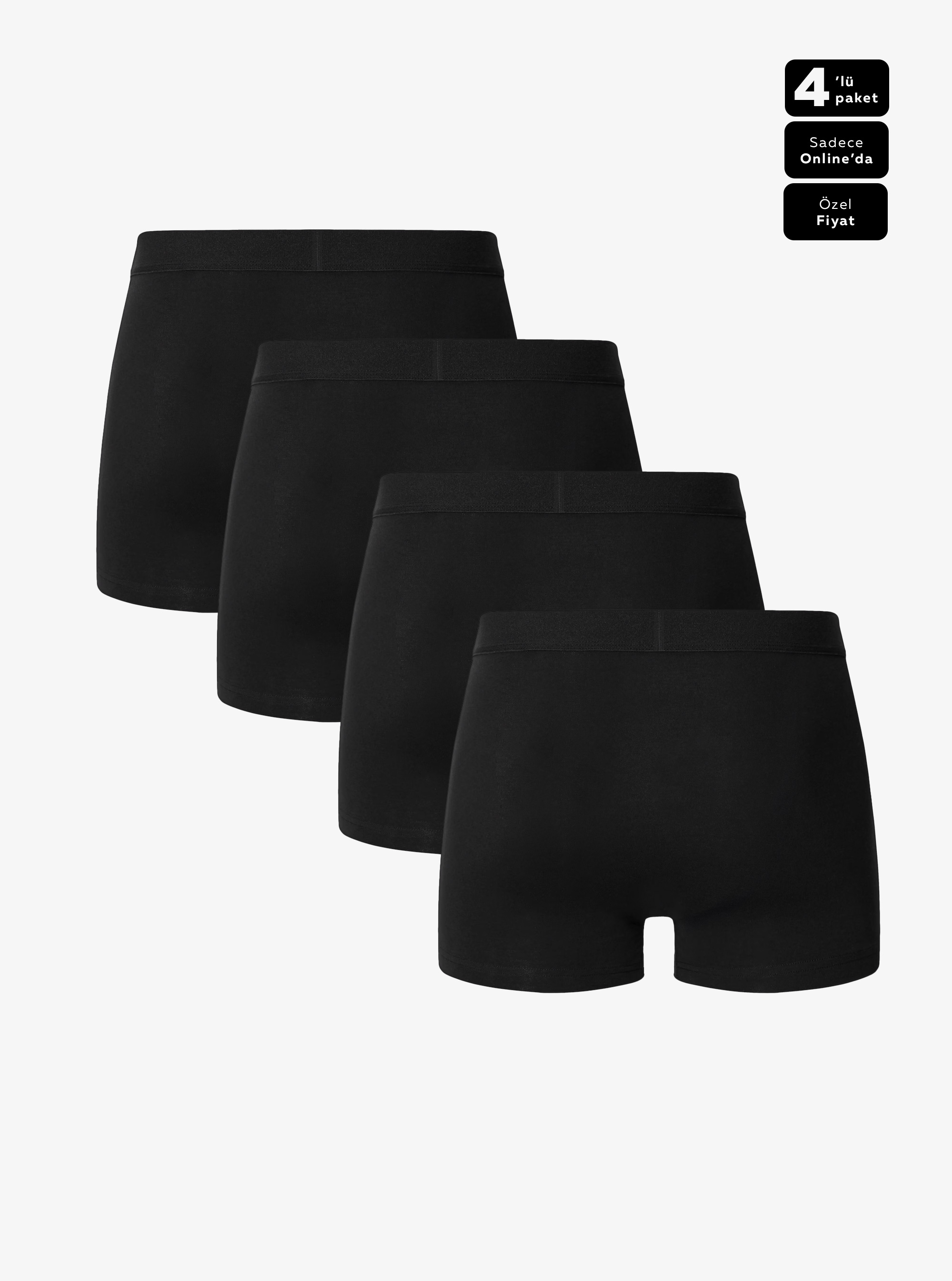 Erkek Boxer 4'lü Paket Daily Comfort 9690 - Siyah - Blackspade (1)