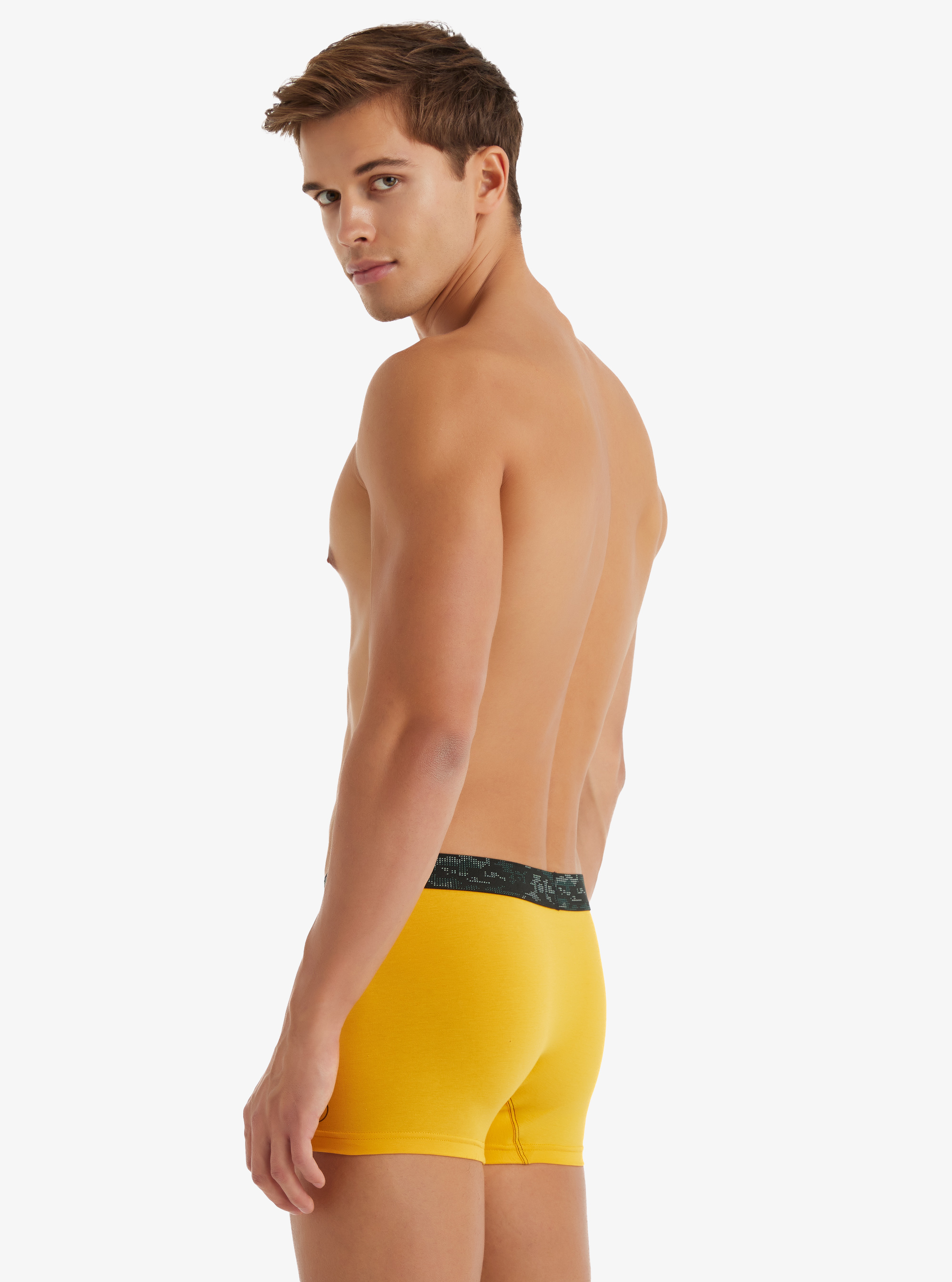 Erkek Pamuk Elastan Boxer 9555 - Sarı - Blackspade (1)