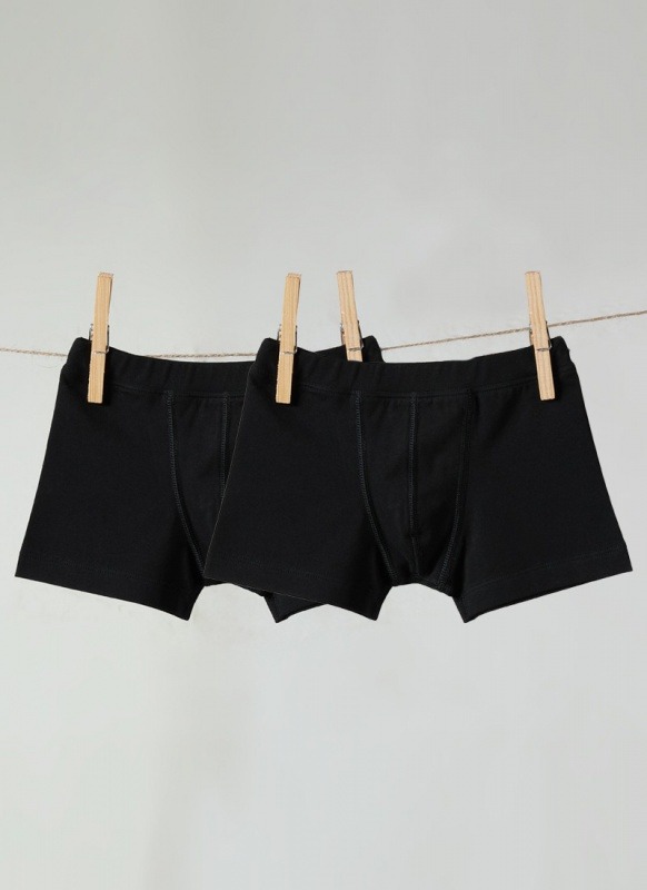 Erkek Çocuk Organik Boxer 2'li Paket 9401 - Siyah - 2