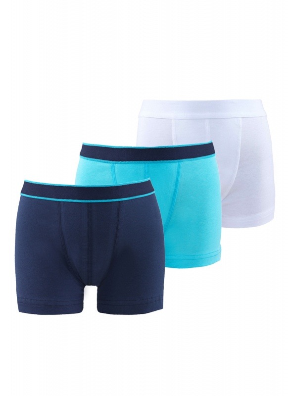 Erkek Çocuk Boxer 3'lü Paket 9395 - Lacivert Aqua Beyaz - 1