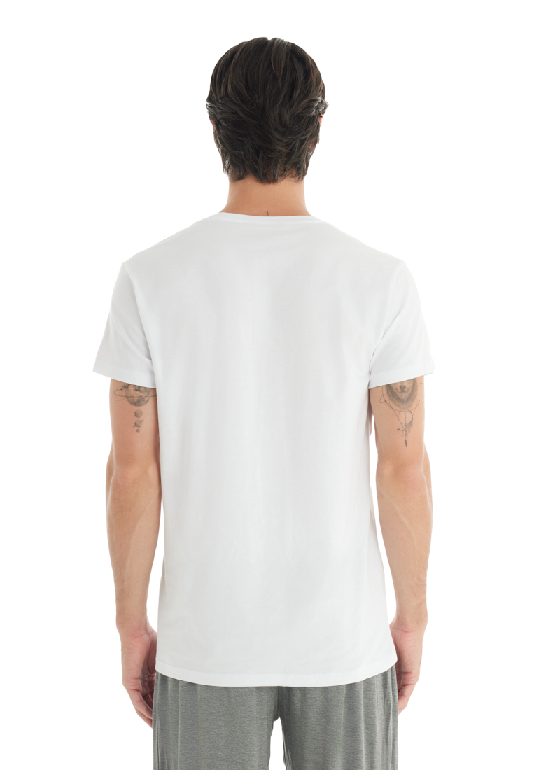 Erkek Fanila Derin V Yaka Tender Cotton 9212 - Beyaz - 3