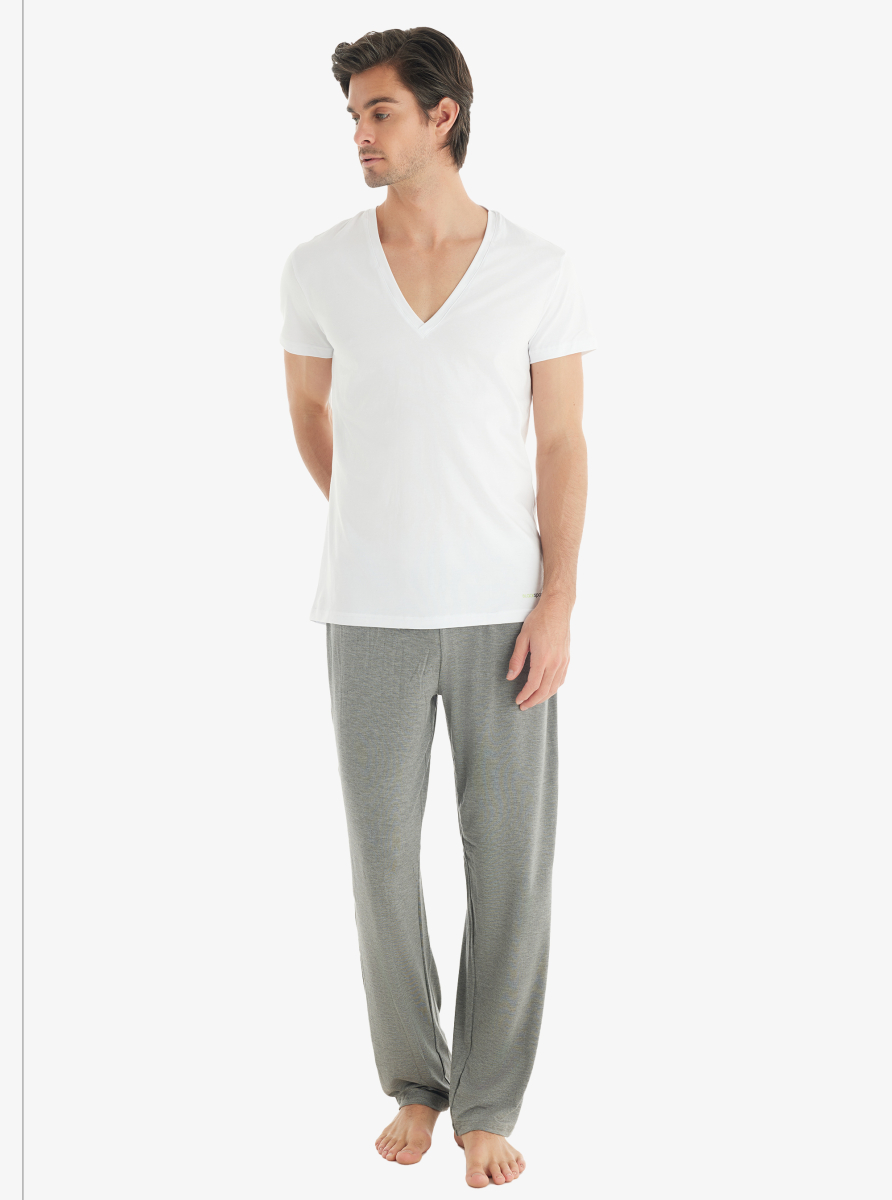 Erkek Fanila Derin V Yaka Tender Cotton 9212 - Beyaz - 2