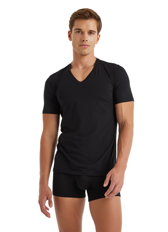 Erkek Fanila V Yaka Tender Cotton 9239 - Siyah - 1