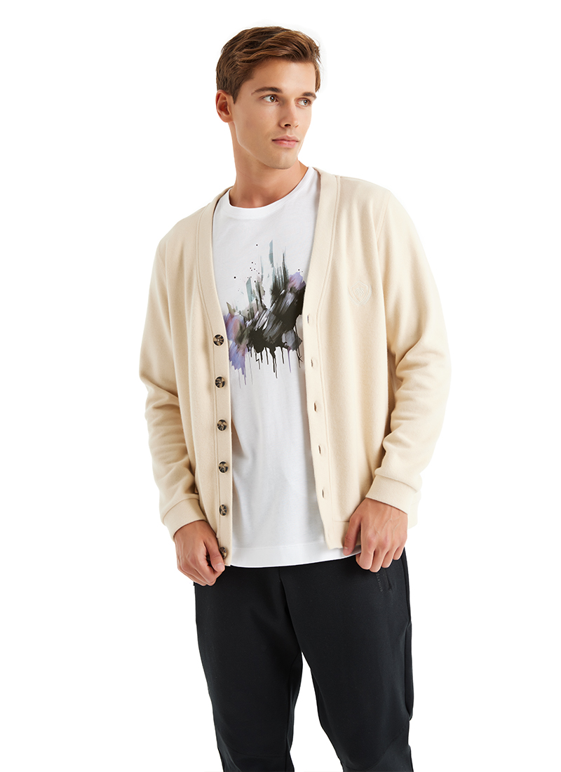 Erkek Hırka 40597 - Krem - Blackspade