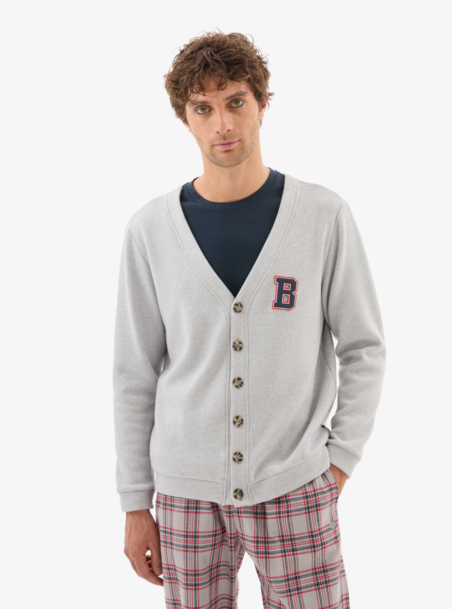 Erkek Hırka 40794 - Gri Melanj - Blackspade