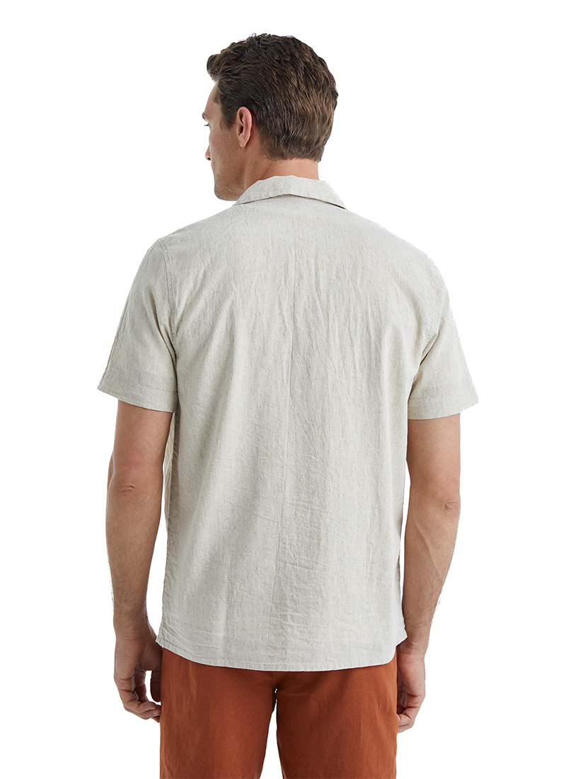 Erkek Keten Gömlek 40456 - Krem - Blackspade (1)