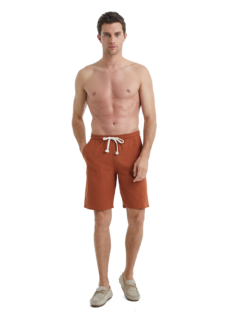 Erkek Keten Şort 40460 - Kahverengi - Blackspade