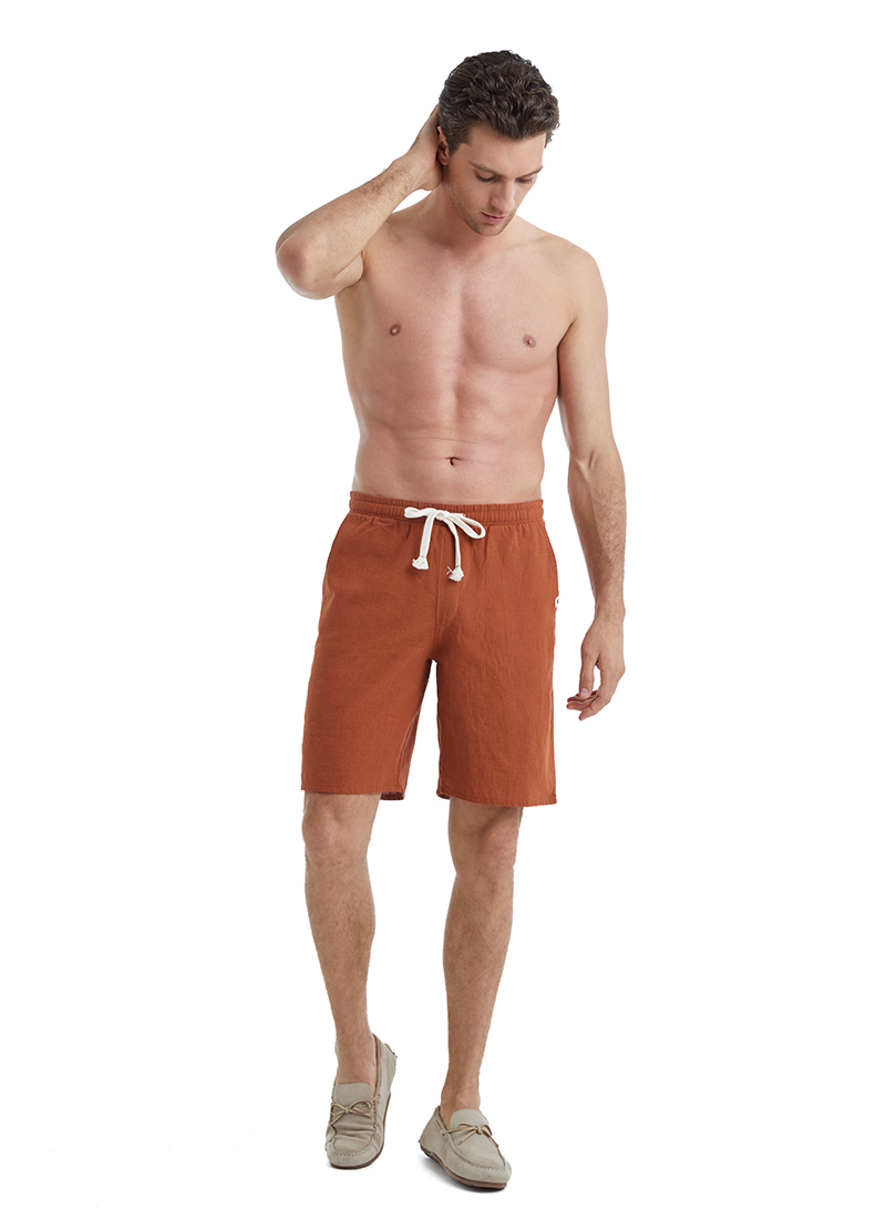 Erkek Keten Şort 40460 - Kahverengi - 3