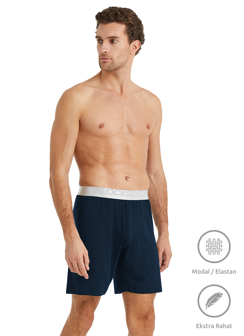 Erkek Modal Elastan Şort Silver 9314 - Lacivert - 1