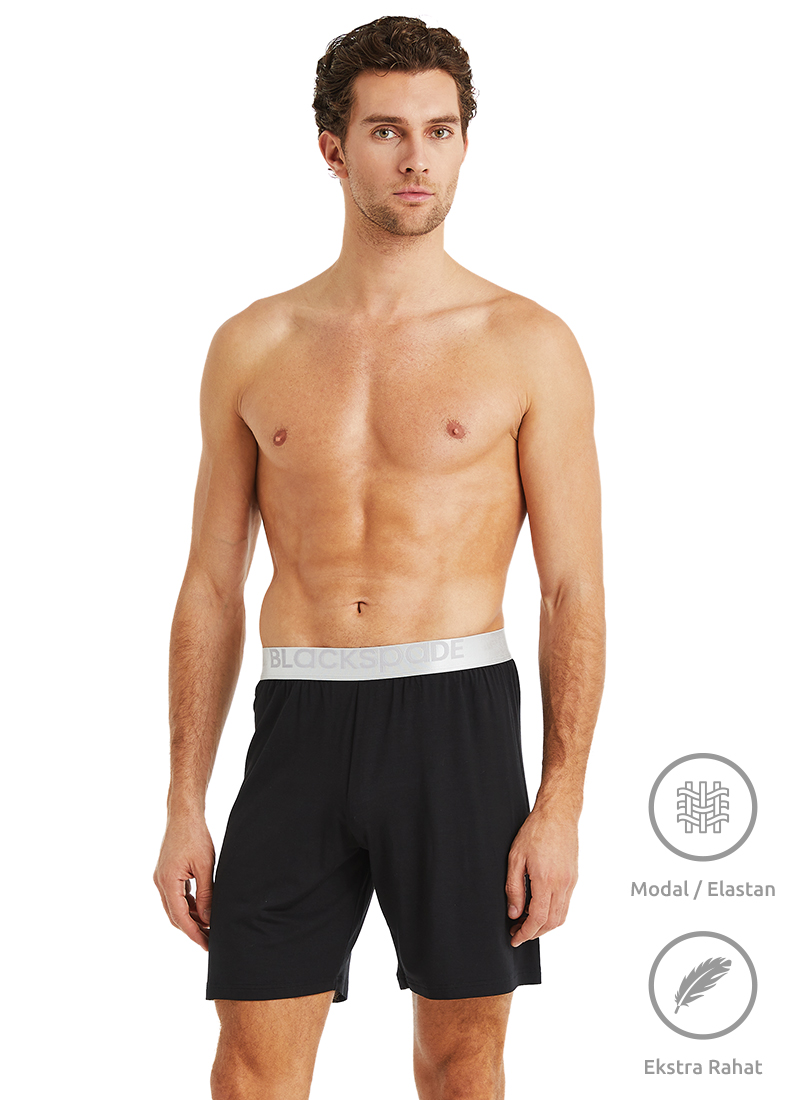 Erkek Modal Elastan Şort Silver 9314 - Siyah - 1