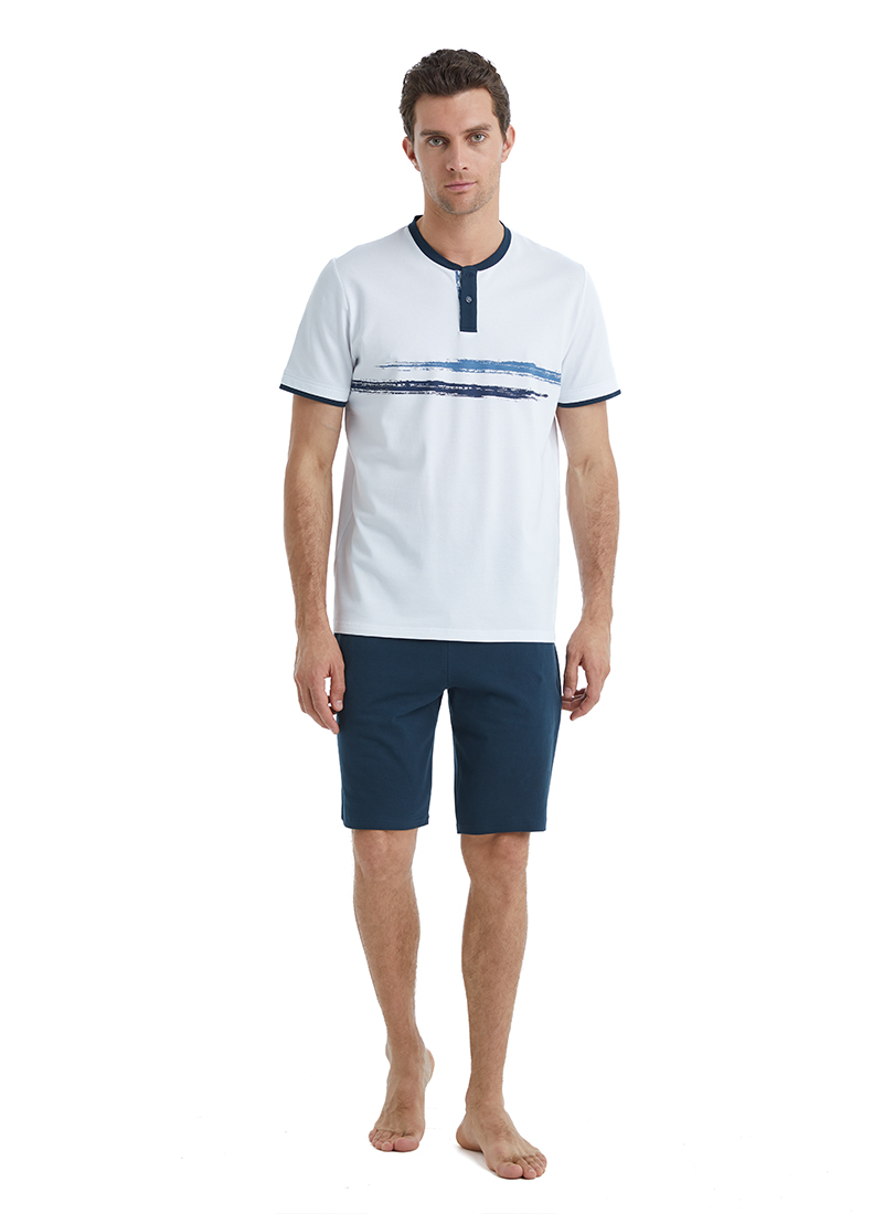 Erkek Pijama Takımı 40496 - Beyaz - Blackspade