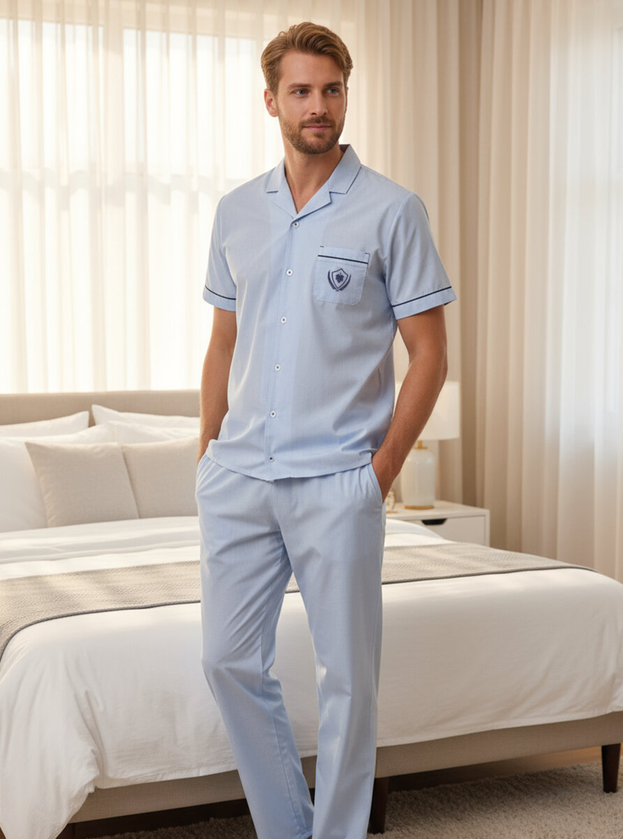 Erkek Pijama Takımı 40523 - Mavi - 1