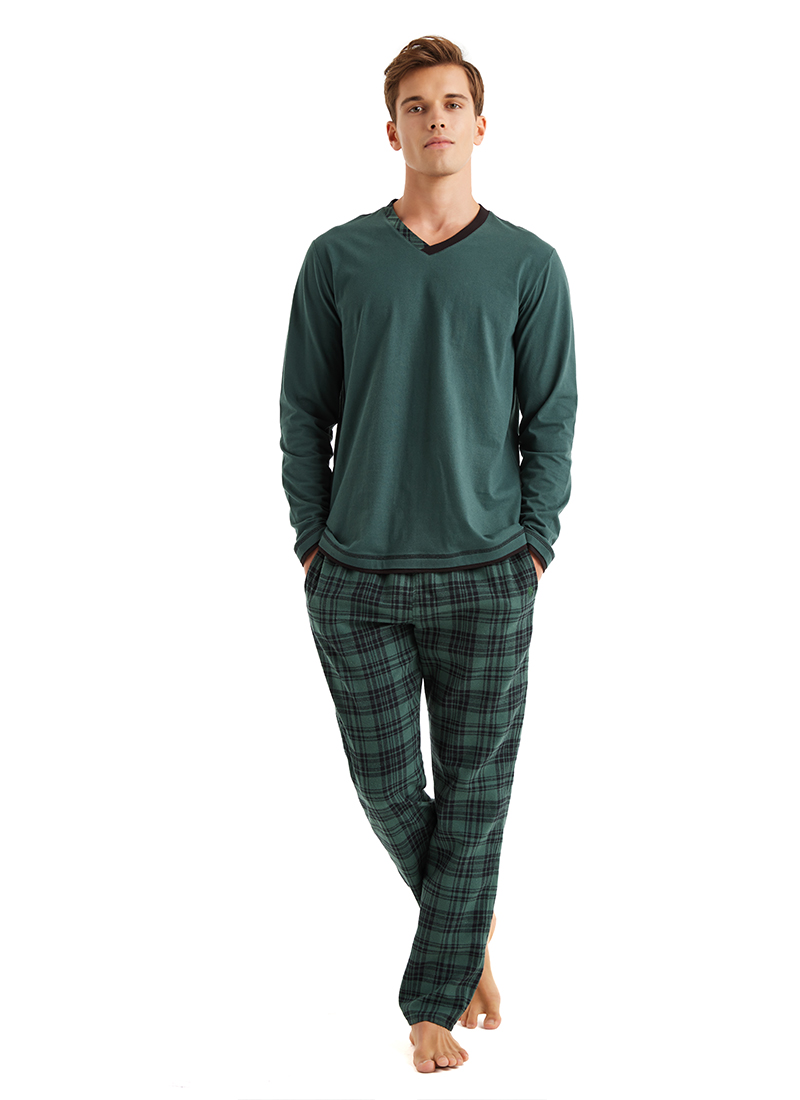 Erkek Pijama Takımı 40587 - Yeşil - Blackspade