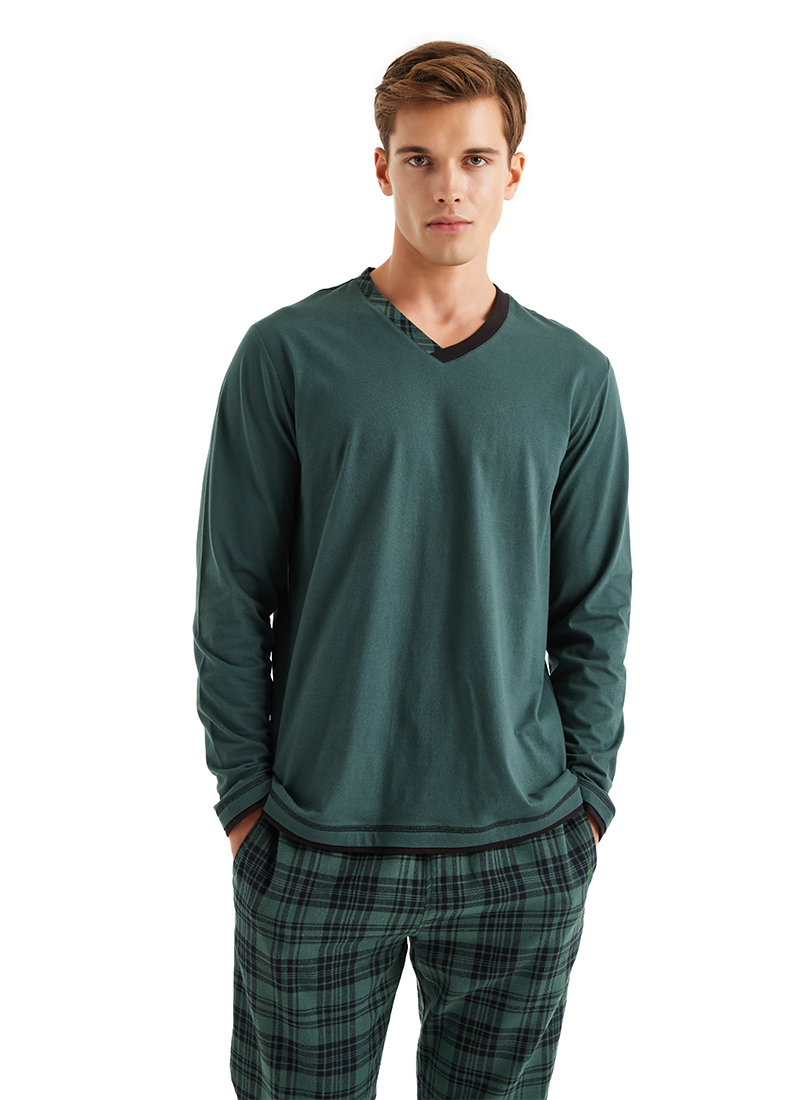 Erkek Pijama Takımı 40587 - Yeşil - 4