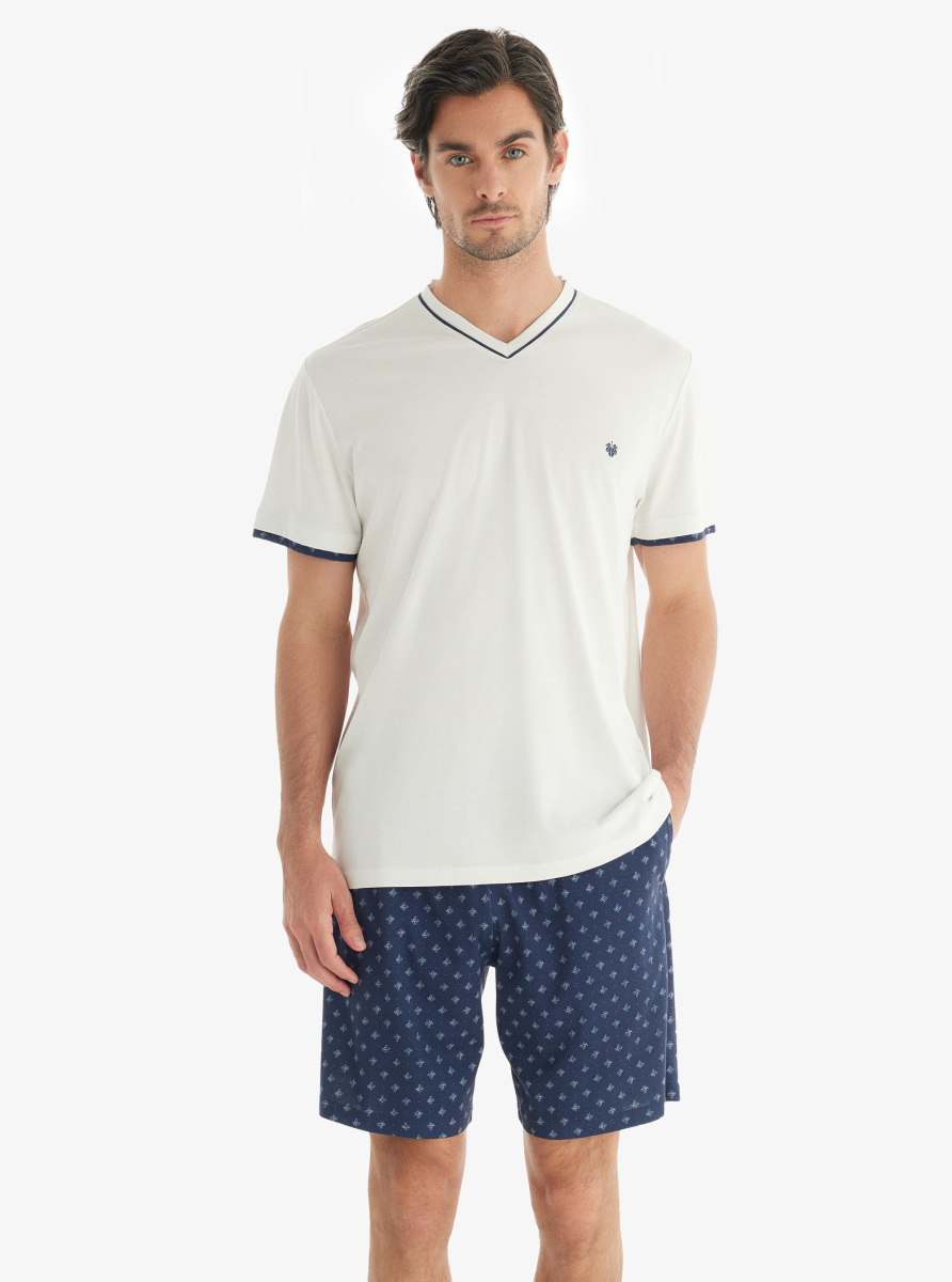 Erkek Pijama Takımı 40712 - Beyaz - Blackspade