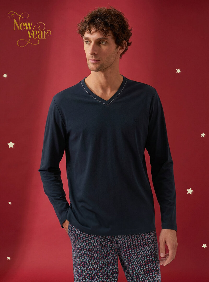 Erkek Pijama Takımı 40788 - Lacivert - 1