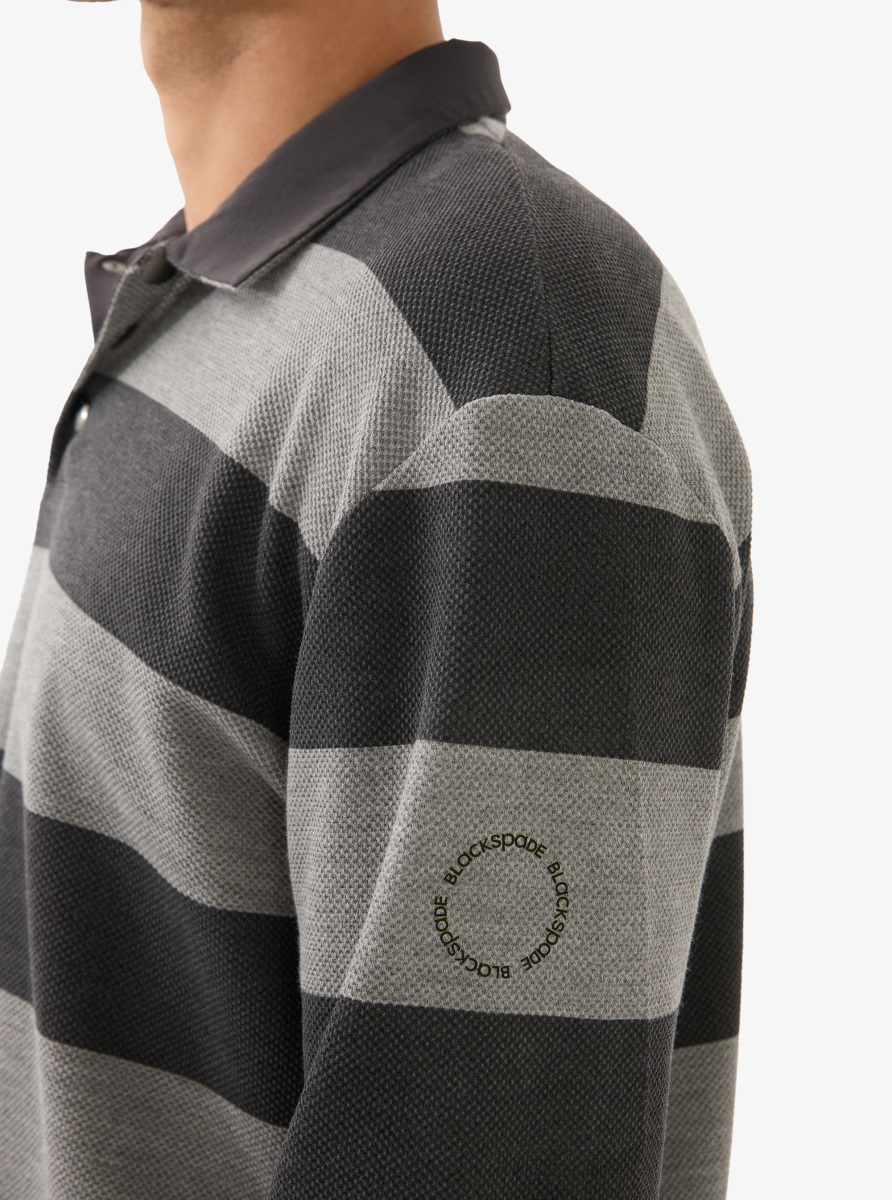 Erkek Polo Yaka Sweatshirt 40834 - Gri - 3