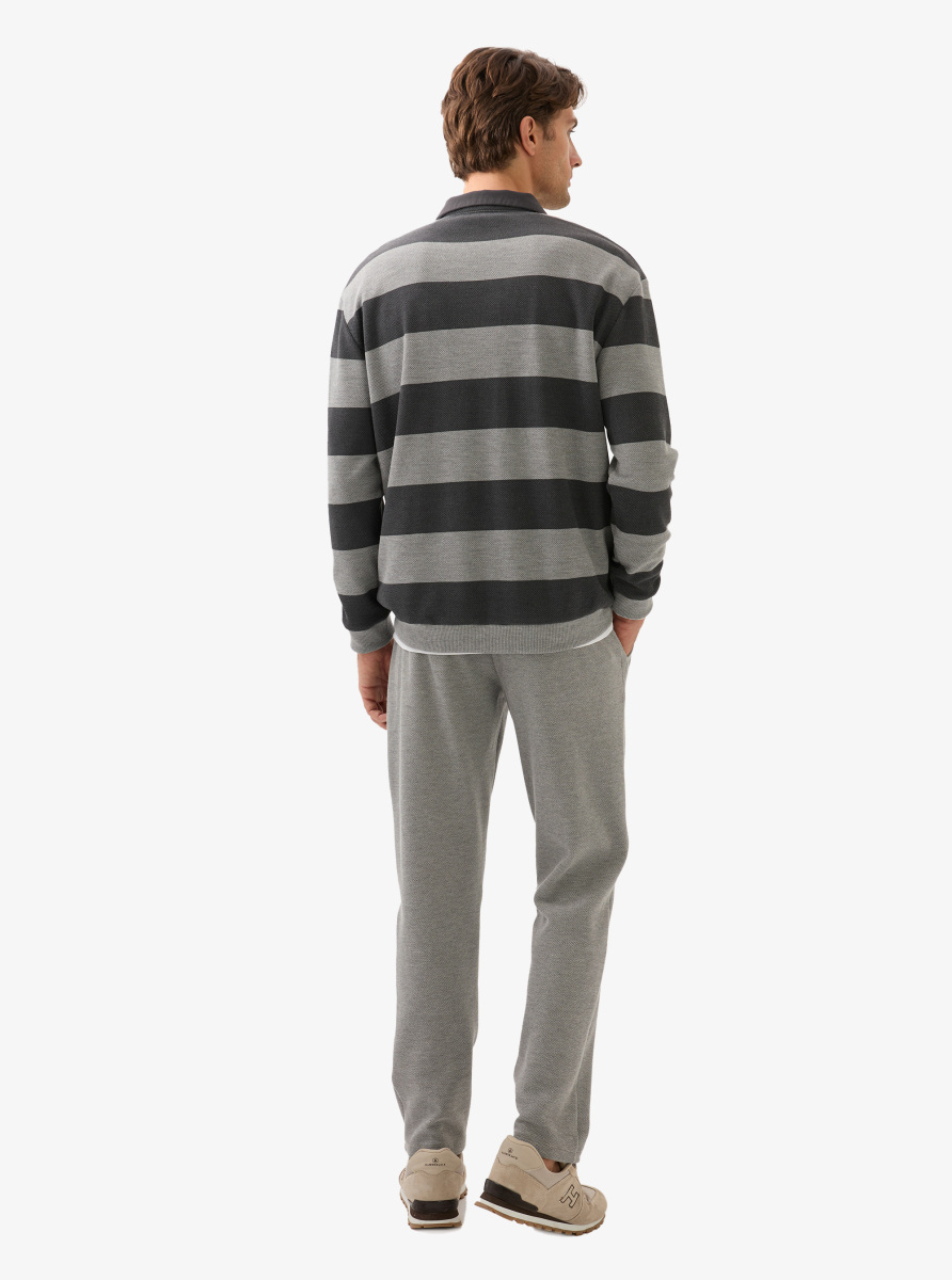 Erkek Polo Yaka Sweatshirt 40834 - Gri - 6