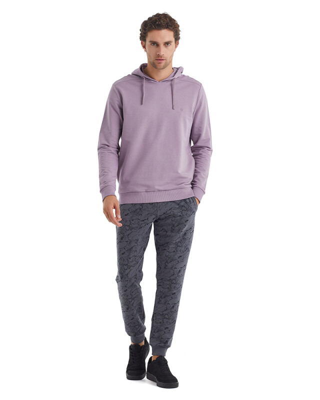 Erkek Sweatshirt 40076 - Lila - 4