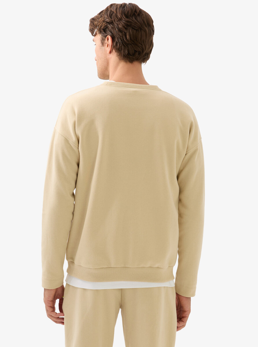 Erkek Sweatshirt 40839 - Krem - 2