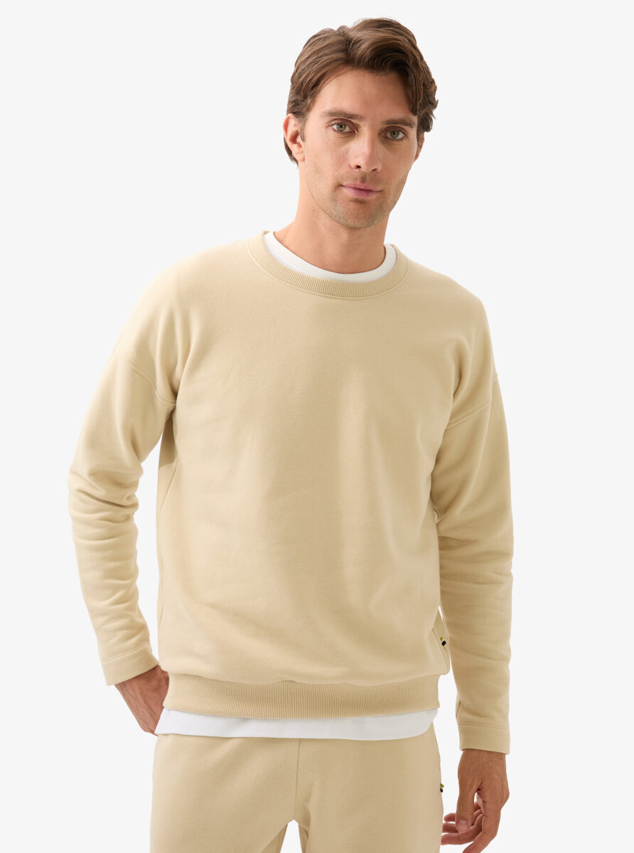Erkek Sweatshirt 40839 - Krem - 1