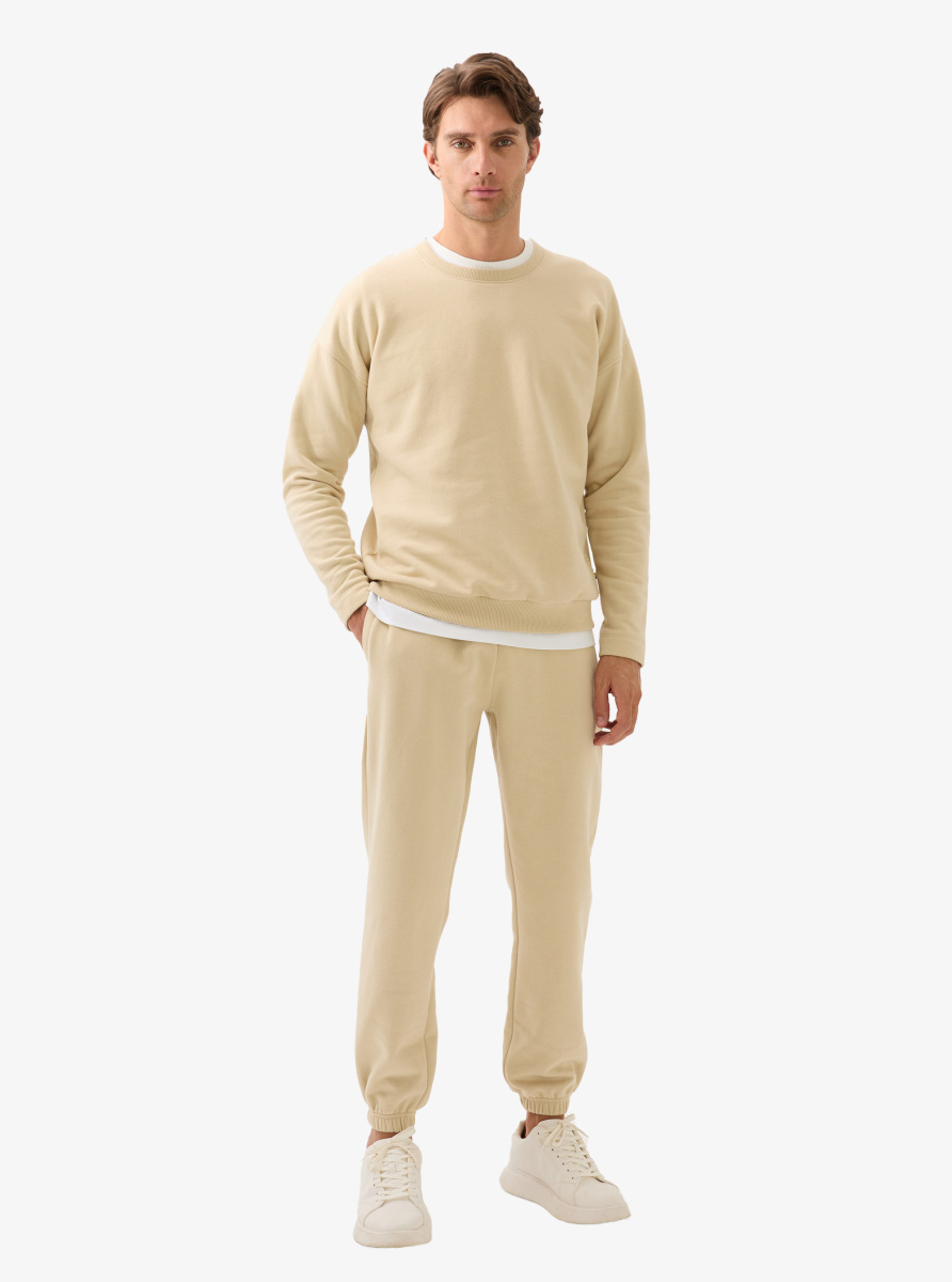 Erkek Sweatshirt 40839 - Krem - 4