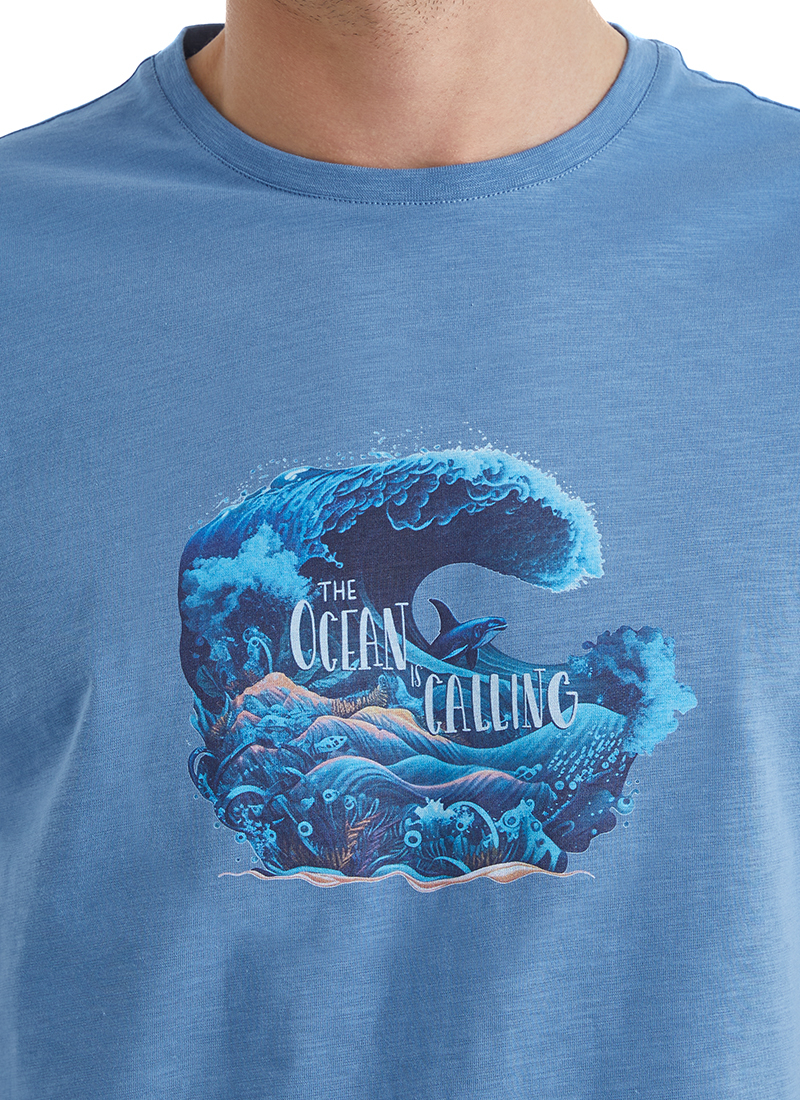 Erkek T-Shirt 40503 - Mavi - 6