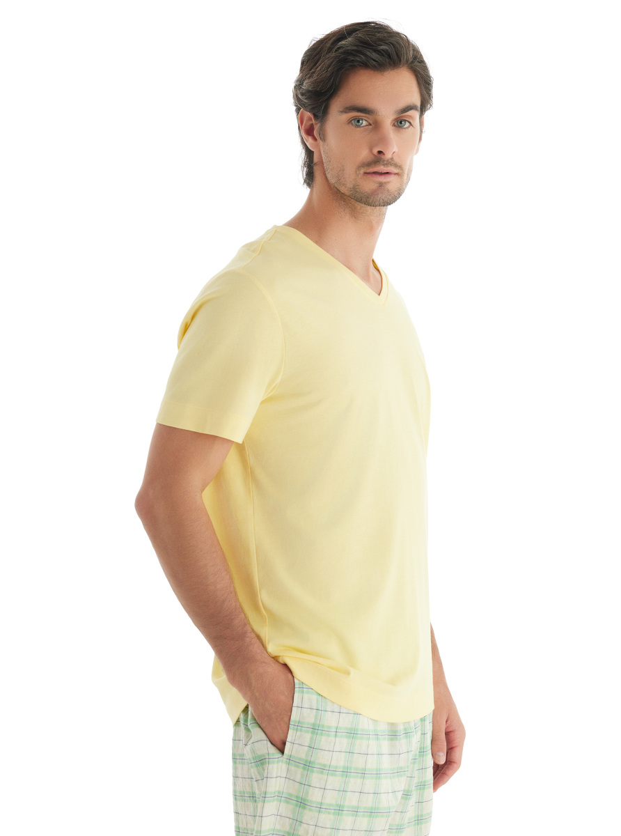 Erkek T-Shirt 40717 - Açık Sarı - 3