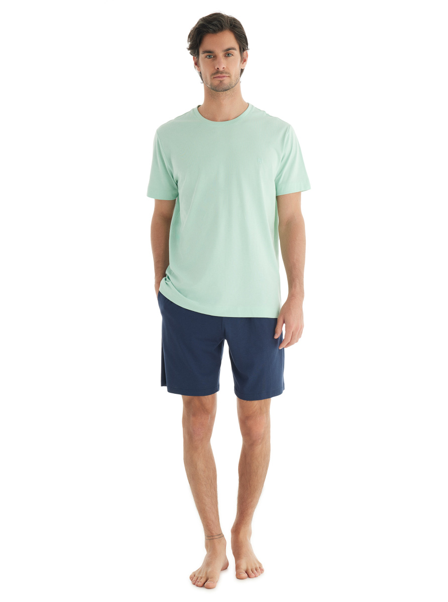 Erkek T-Shirt 40718 - Açık Turkuaz - 4