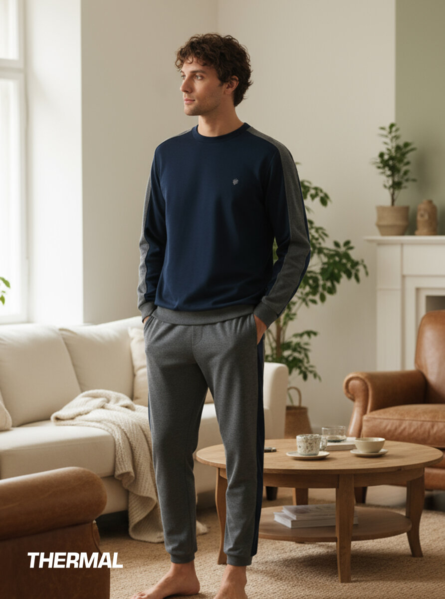 Erkek Termal Pijama Takımı 40802 - Lacivert - Blackspade