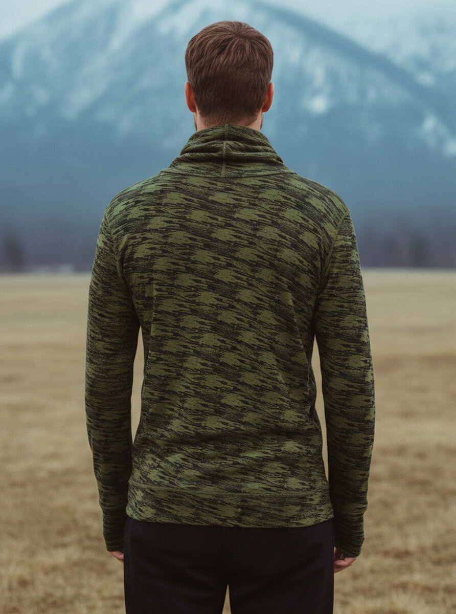 Erkek Termal Sweatshirt 2. Seviye 30703 - Yeşil Baskılı - Blackspade (1)