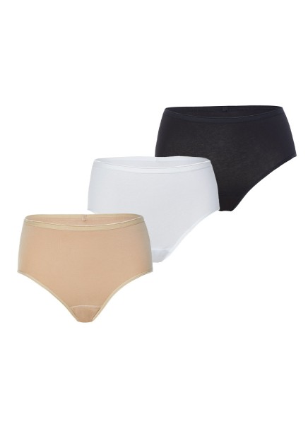 Kadın Külot 3'lü Paket Essential 1577 - Beyaz Ten Siyah - Blackspade