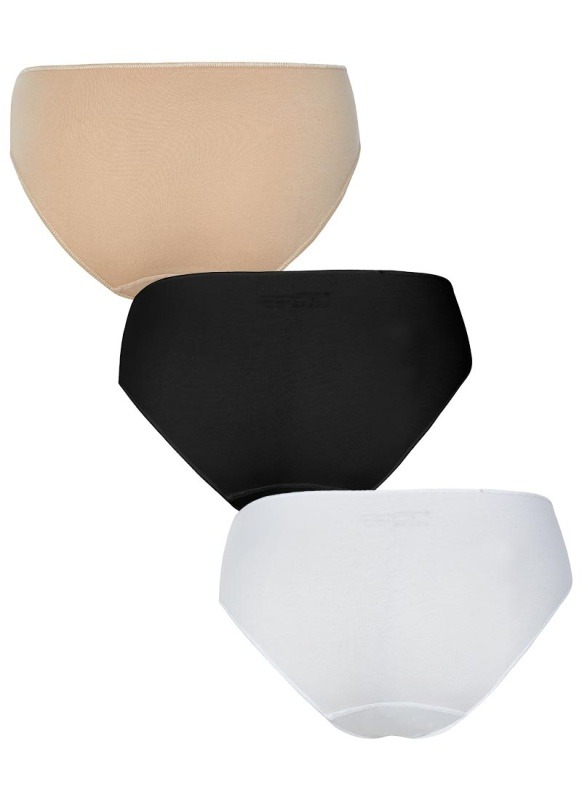 Kadın Slip Külot 3'lü Paket Essential 1574 - Beyaz Ten Siyah - 2