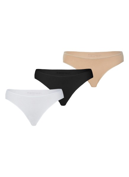 Kadın Slip Külot 3'lü Paket Essential 1574 - Beyaz Ten Siyah - Blackspade