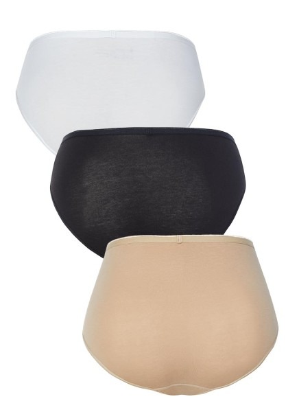 Kadın Slip Külot 3'lü Paket Essential 1575 - Beyaz Ten Siyah - Blackspade (1)