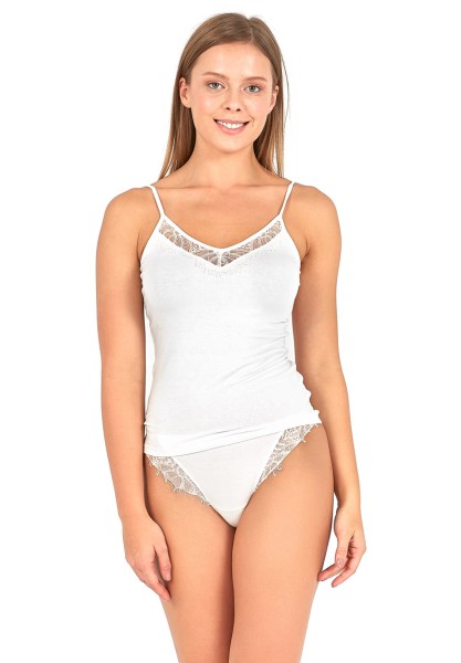 Kadın Askılı Dantelli Atlet 60018 - Beyaz - 1