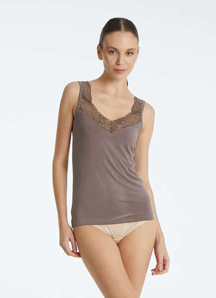 Kadın Modal Elastan Atlet 1343 - Kahverengi - 3