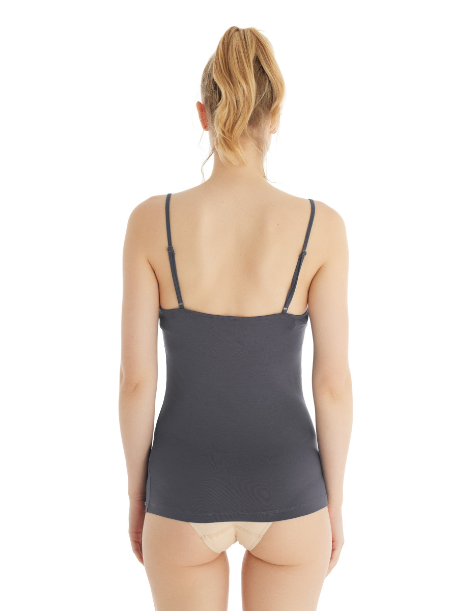 Kadın Atlet Dantelli İnce Askılı 1353 - Antrasit - 3