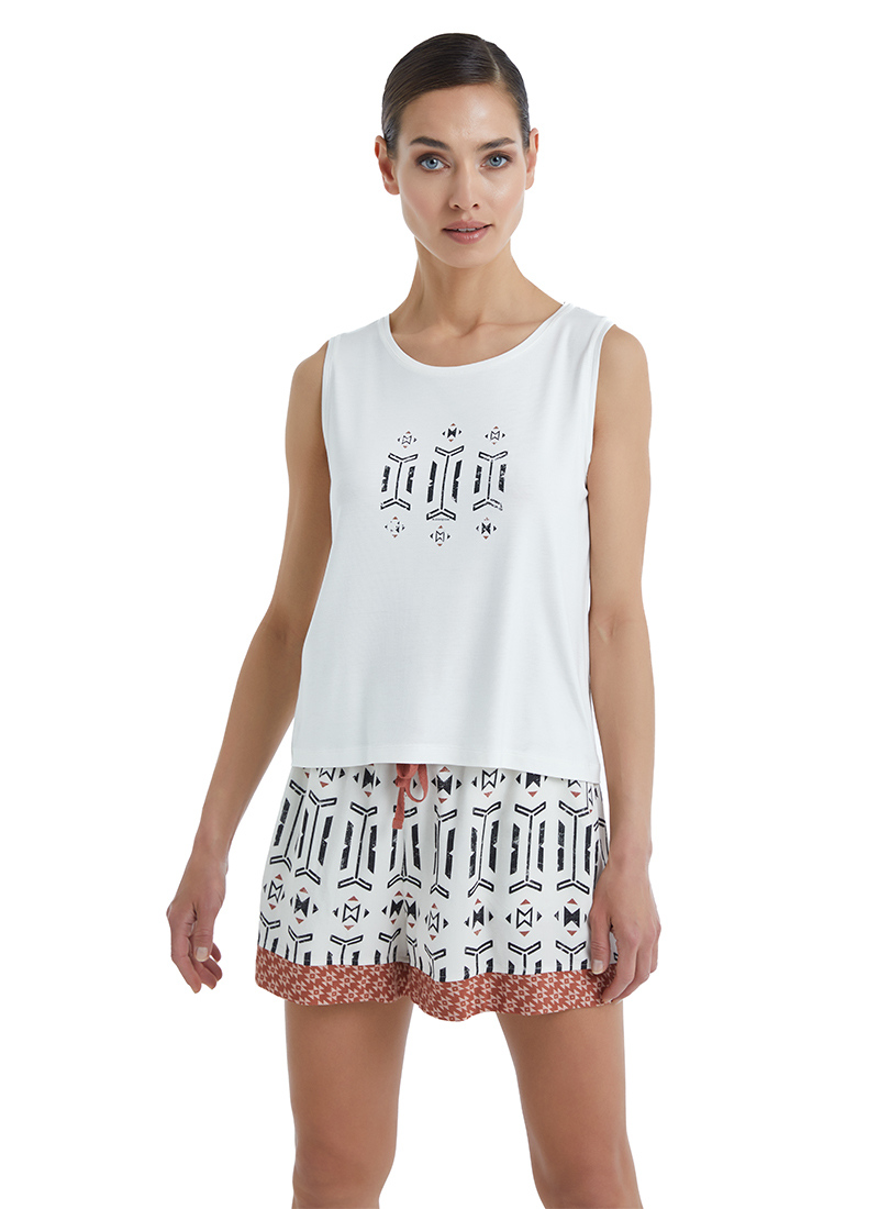 Kadın Crop T-Shirt 51387 - Krem - 1
