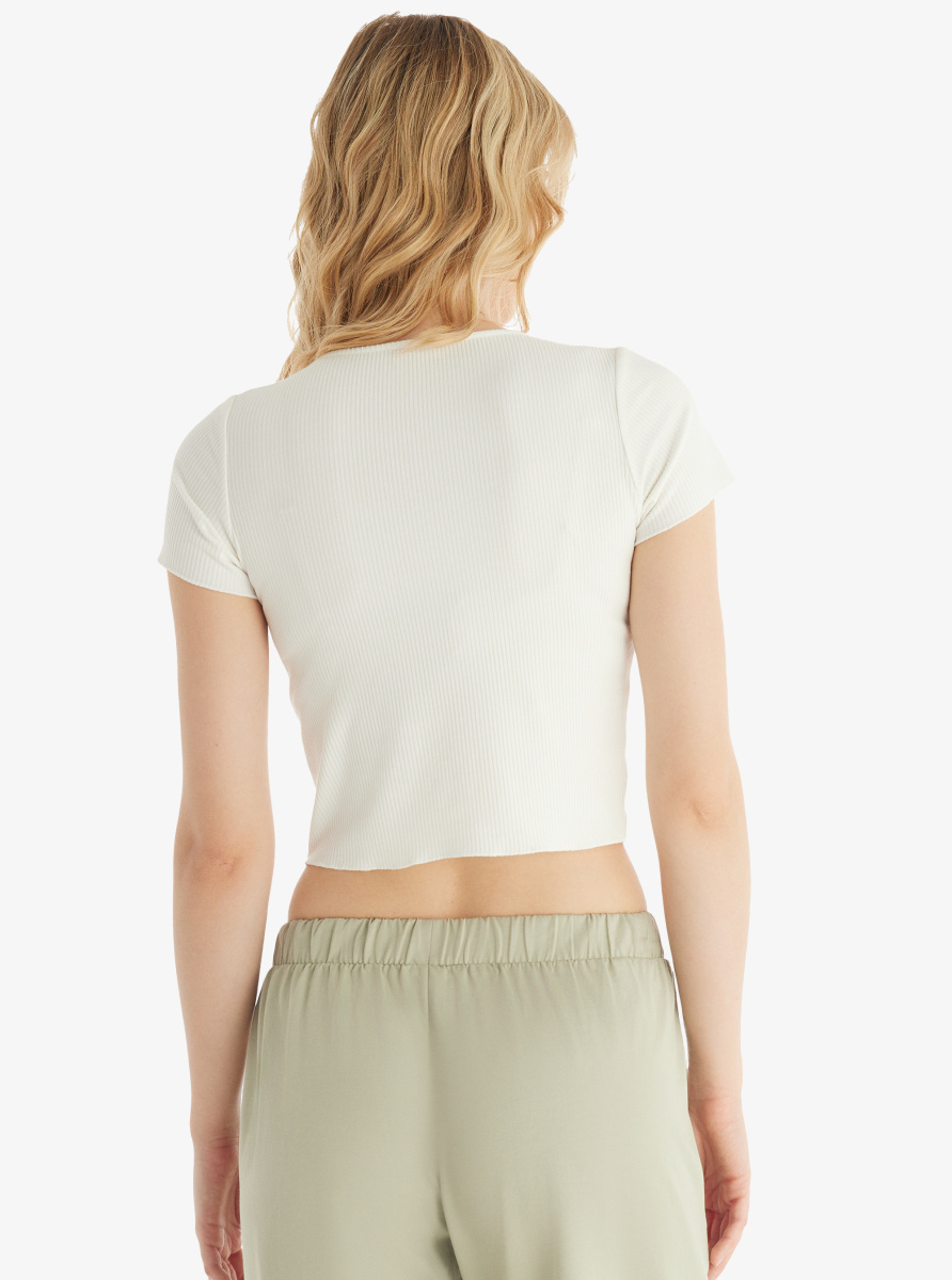 Kadın Crop T-Shirt 51813 - Beyaz - 2