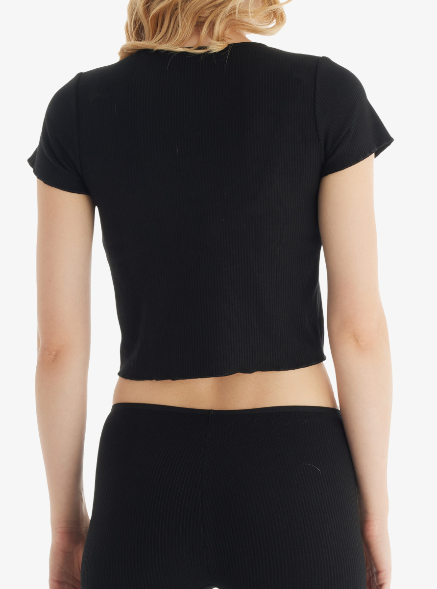 Kadın Crop T-Shirt 51813 - Siyah - Blackspade (1)