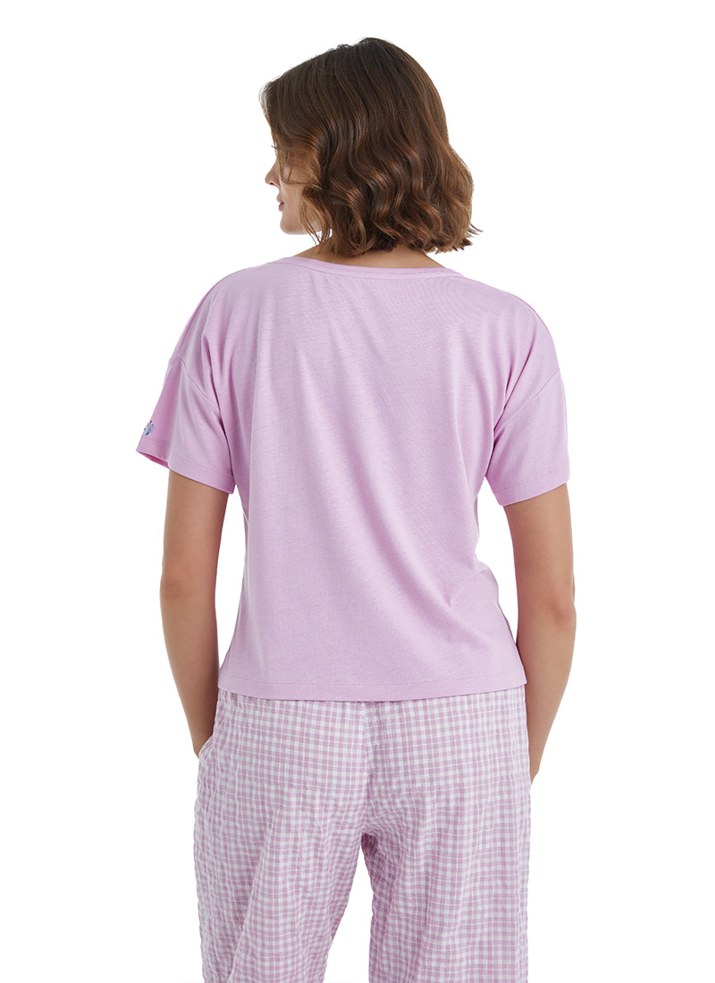 Kadın Crop T-Shirt 60409 - Pembe - 2