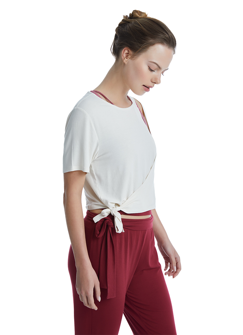 Kadın Crop T-Shirt 70526 - Krem - 3