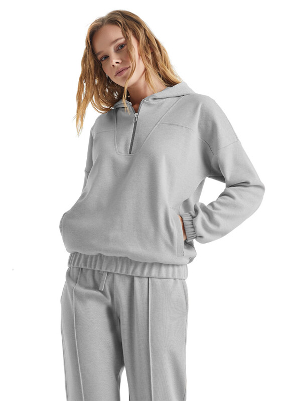 Kadın Eşofman Üstü 60322 - Gri Melanj - Blackspade