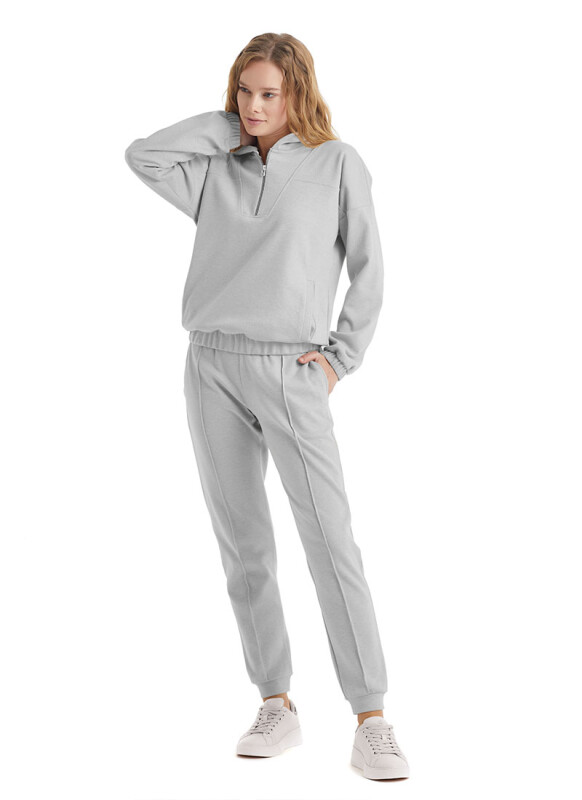Kadın Eşofman Üstü 60322 - Gri Melanj - 2