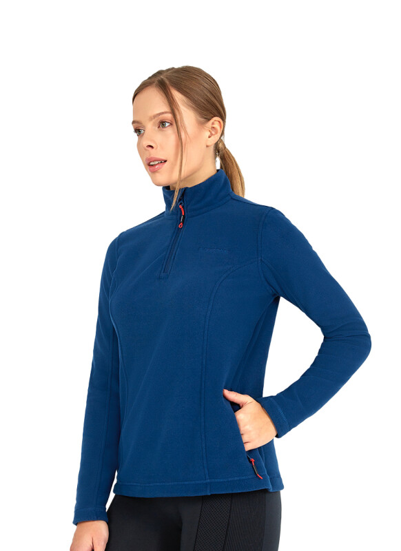 Kadın Fermuarlı Termal Sweatshirt 2. Seviye 50466 - Mavi - 4