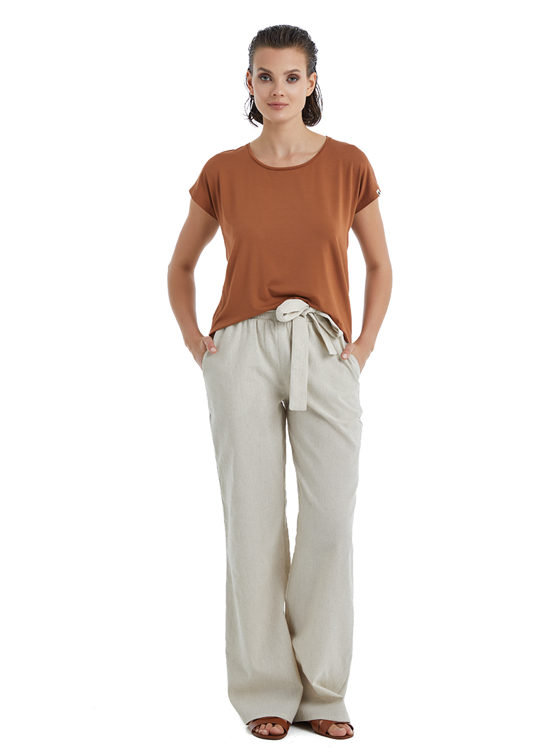 Kadın Keten Pantolon 60398 - Bej - 1