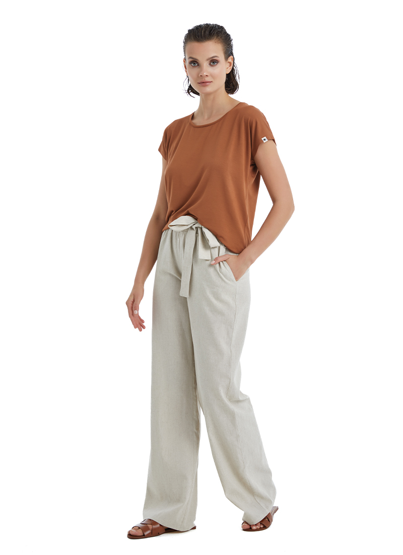 Kadın Keten Pantolon 60398 - Bej - 3
